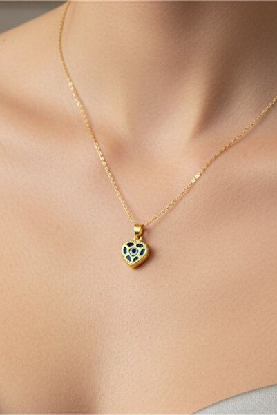 Dağıstanlı Kuyumculuk 14 Ayar Altın Kalp Nazar Boncuğu Kolye Ucu