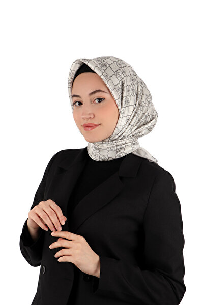 Bursa İpek Ασημένιο μονόγραμμα μεταξωτό μαντίλι