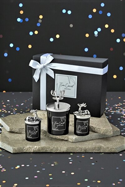 Tiem Concept Yılbaşına Özel Hediye Kutulu Vanilya Kokulu Gümüş Geyikli 3'lü S...