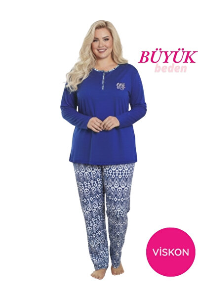 ALİMER Women's Navy Blue Ethnic Pattern 3-Button Stretch Fabric Viscose Trans...