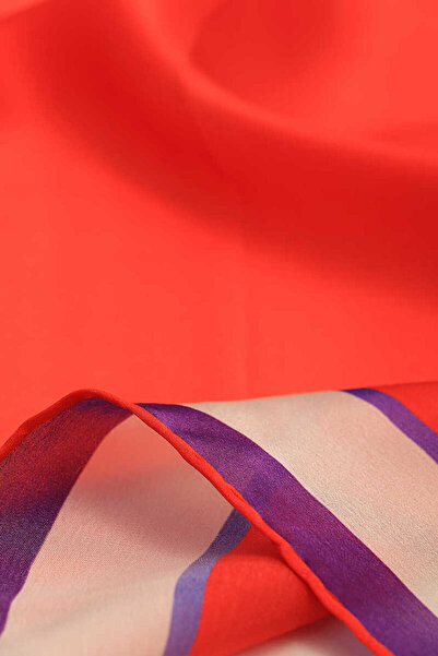 Bursa İpek Wide Border Red Silk Handkerchief
