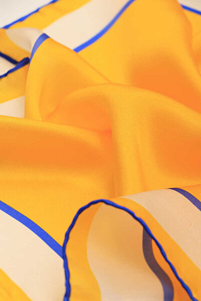 Bursa İpek Yellow Wide Border Plain Silk Handkerchief