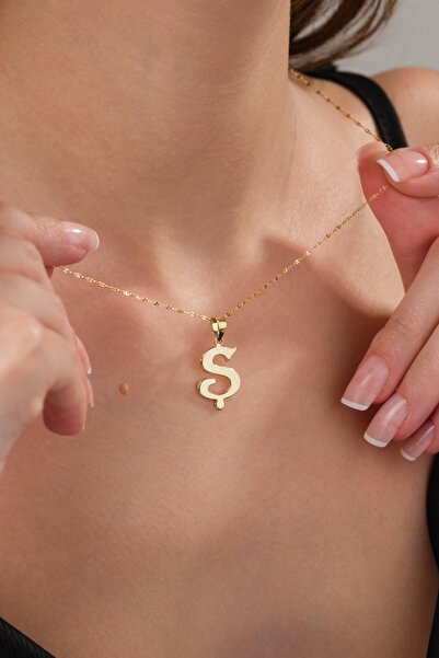 Zeynepli gold & jewelry 14 Ayar Altın Şirin Ş Harfli Kolye