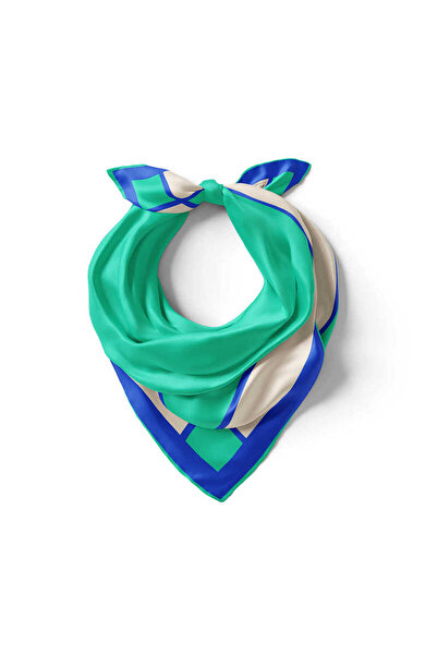 Bursa İpek Mint Wide Bordered Plain Silk Handkerchief