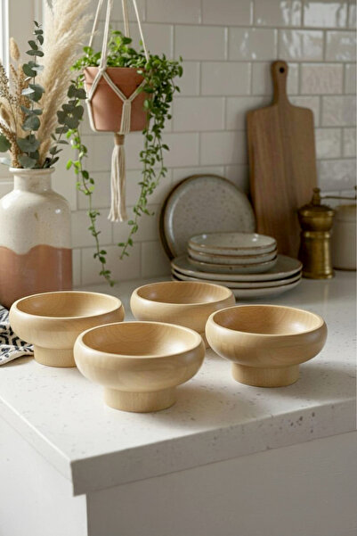 Kitchen Life Set of 2 Natural Bamboo Footed Bowls, Snack Bowls, Sauce Bowls and Appetizer Serving Bowls