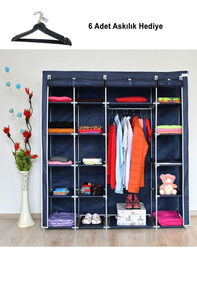 Teknor Prado Xtra Çift Yandan Raflı Çelik Profilli Bez Dolap Lacivert