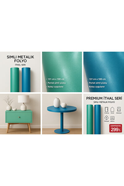 3M Simli Toz Pembe, Mavi ve Yeşil Kaplama Folyo – Parlak ve Dayanıklı Yüzey