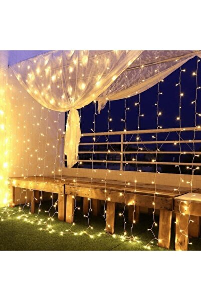 TechnoSmart 2.5 X 2.5 Metre 8 Fonksiyonlu 10 saçaklı 200 ledli Perde Led Kablolu Fişli Eklenebilir