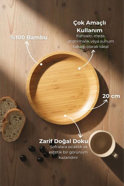 Bambum Penne Yuvarlak Tabak 20 Cm