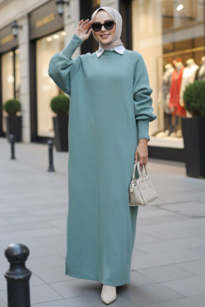N.S NEVA STYLE Mint Hijab Knitwear Dress 100013Mint