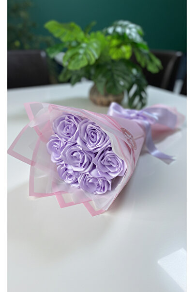 Buketim Seninle باقة من 7 وردات أرجوانية لا تذبل، وردات بشريط، هدية للحبيب، ه...