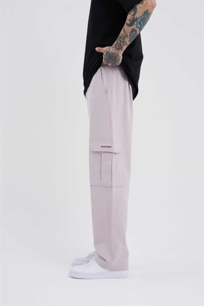 Machinist Ανδρικό φαρδύ ανοιχτό γκρι παντελόνι Cargo Pocket Relaxed