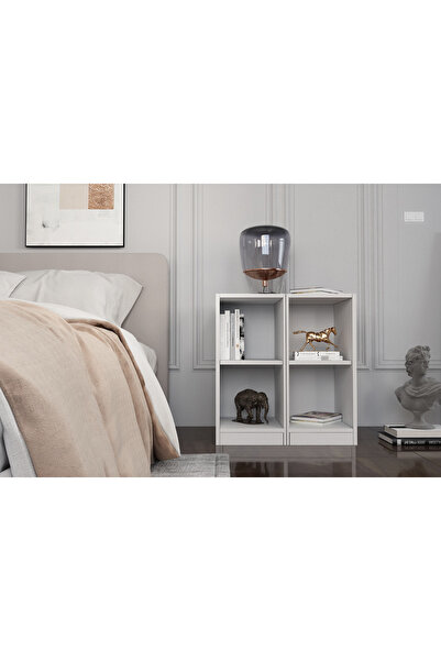 Nettrends Raflı Beyaz Komodin Kmd-1028