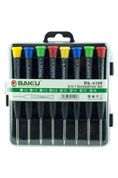 Baku BK-6108 8in1 Hassas Tornavida Seti (1.5-1.2-0.8--T3-T4-T5-T6)