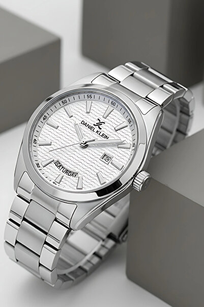 Daniel Klein Takvimli Çelik Kordon Erkek Kol Saati Bileklik Hediyeli Gümüş-Be...