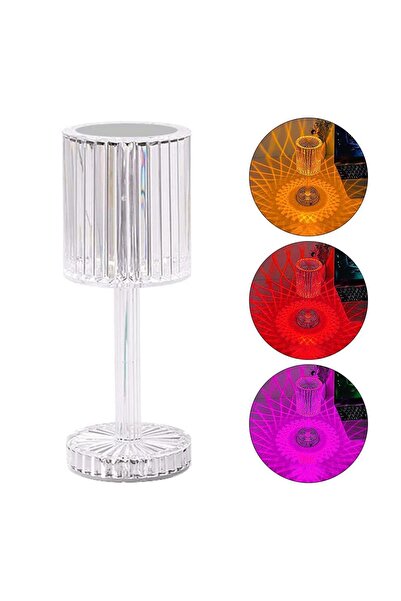 Powermaster HA-1788 Dekoratif RGB LED'li Ambiyans Masa Gece Lambası Şarjlı Do...