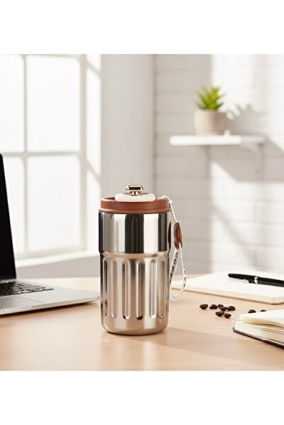 Mira Gift 316 Paslanmaz Çelik Kahve Termosu - Kilitli Kapak, Taşıma Askılı, S...