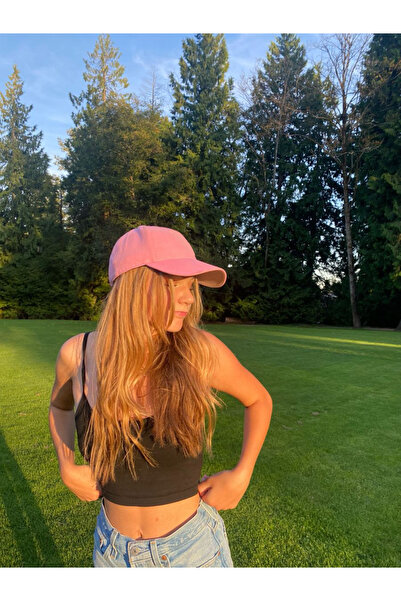 Moda Days Дамска бейзболна шапка в цвят прасковен розов с регулируема задна ч...