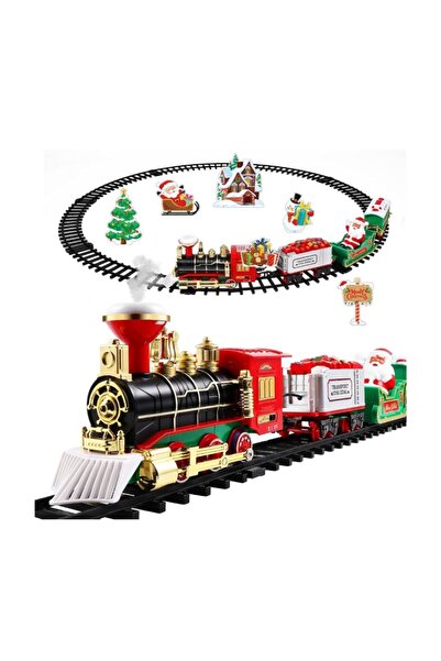 HYT Realistic Christmas Tree Train Set, Lights and Sounds, 4 Cars, Interactive Toy