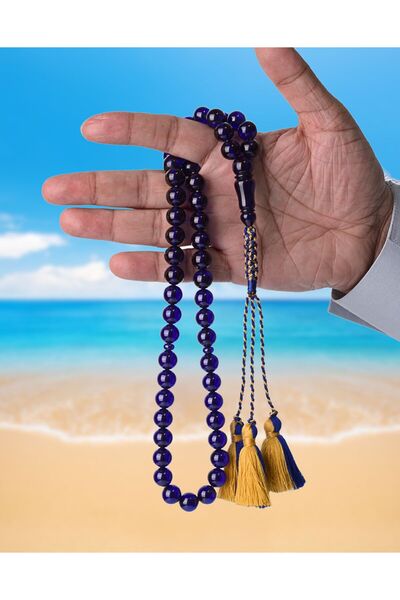 NAMAT خرز فاتوران الحصري، 51 خرزة باللون الأزرق، مع شرابة قطنية مصنوعة يدويًا...