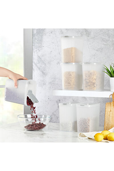 Ovio Ev&Yaşam 6-Piece Food Storage Container Practical Lid 2.5 Lt Set - Legum...