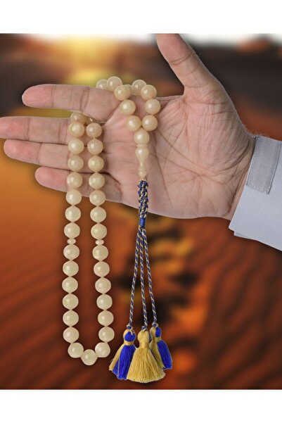 NAMAT خرز فاتوران حصري مكون من 45 حبة بلون كريمي مع شرابة قطنية مصنوعة يدويًا