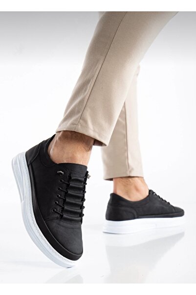 MerlitShoes Men's Black Matte Poly Stitched Lightweight Casual Shoes