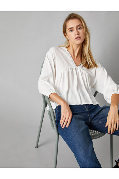 Koton Дамска блуза в цвят екрю 0YAL68581IW