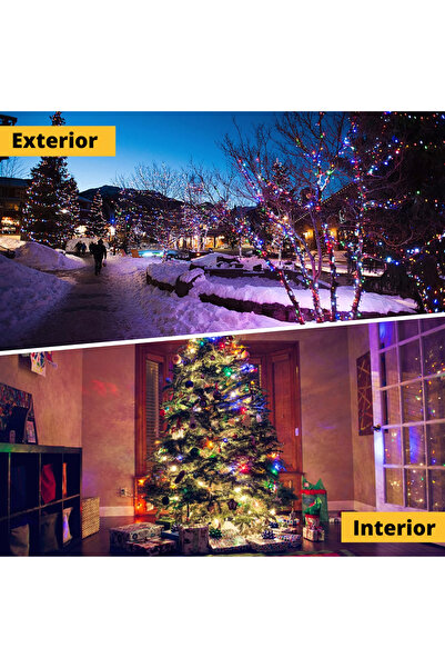 GARDEON Instalație Crăciun Liniară , 100m, LED Multicolor, 8 Jocuri Lumini, Fir Negru, Interior/Exterior