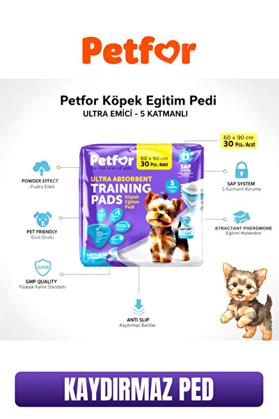 Petfor Köpek Eğitim Pedi 60x90 Kaydırmaz Bantlı 60 Adetli