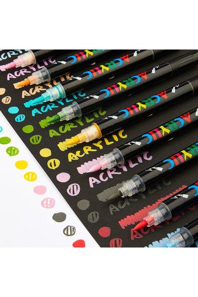 SOFIEV Set 48 carioci acrilice profesionale, 96 culori, vârf dublu fin + pensulă rezistente la apă SOFIEV®