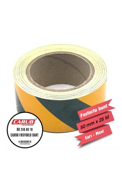 Muhtelif Carub Phosphorescent Tape Cross Yellow Khaki 5cm X 25 Mt