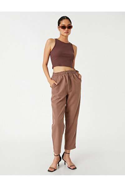 Koton Kalhoty s kravatou v pase Modal Blended