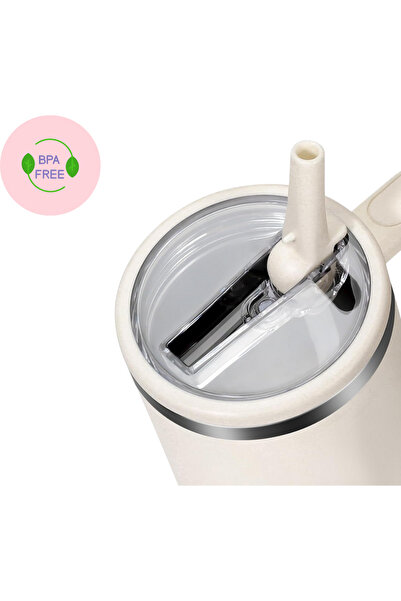 Kelira Quencher 40 oz 1.18 Compatible Thermos with Straw Leak-Proof Lid Set – 100% Leak-Proof White