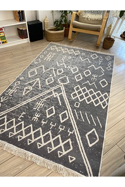 stay with love Kilim Çift Taraflı Pamuklu Dokuma Yıkanabilir Iskandinav Desen...