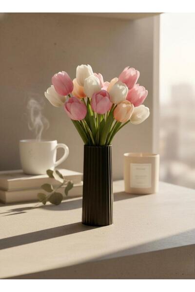 NUR TASARIM ATÖLYESİ Decorative Striped Large Black Vase