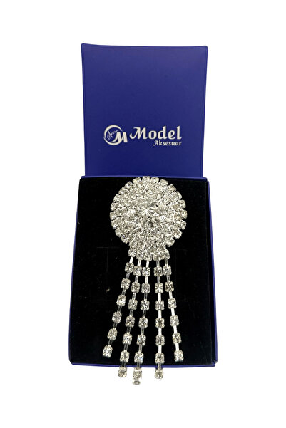 model aksesuar Zirkon taşlı sallantılı broş