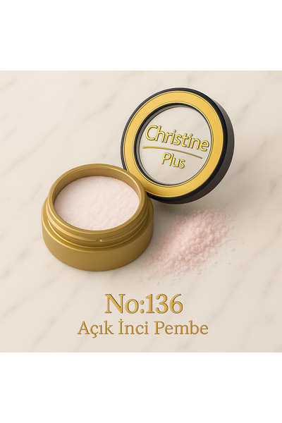 Christine Plus Toz Yapıda İnce Işıltılı Göz Farı - Açık İnci Pembe No:136 (Eyeshadow)