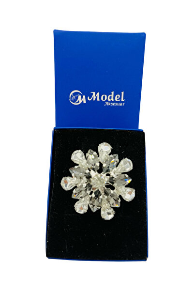 Flower Glass Gemstone Design Brooch