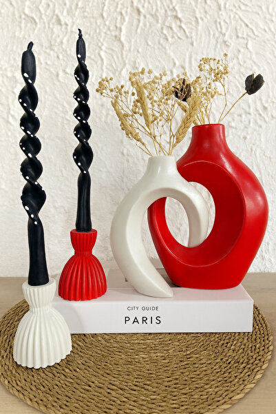 Zigzag Home Decorative Bohemian Style Lover Ivy Vase and Damask Candle Holder Set Decorative Vase Set Figurine