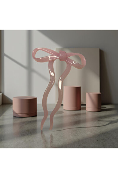 Xui Fiyonk Topuz Tokası / Transparan Pembe Firkete Fiyonk Toka