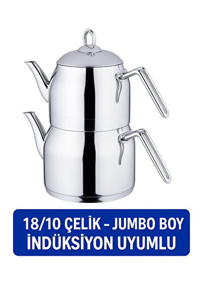 FMS Daisy Jumbo Size 18/10 Steel Teapot |   Induction Base |   Ergonomic Handle |   2 L + 4 L