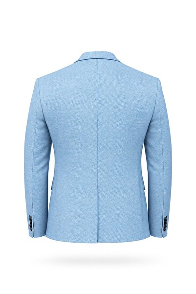 Plus Scorpion Чоловічий блейзер Slim Fit з візерунком Karyağdı – синій і сірий – стильний варіант для повсякденного носіння та офісу