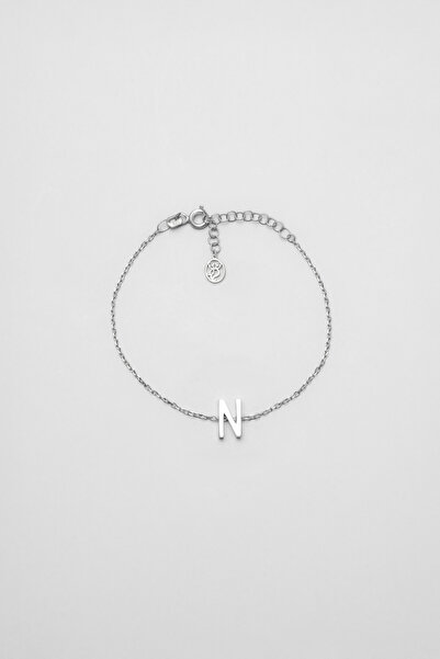 So CHIC... My Story N Harfi 18 Ayar Beyaz Altın Kaplama 18 Cm Gümüş Bileklik