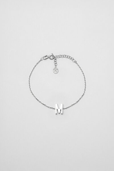 So CHIC... My Story M Harfi 18 Ayar Beyaz Altın Kaplama 18 Cm Gümüş Bileklik