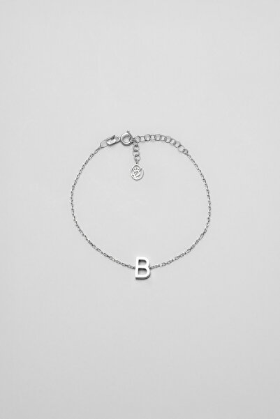 So CHIC... My Story B Harfi 18 Ayar Beyaz Altın Kaplama 18 Cm Gümüş Bileklik