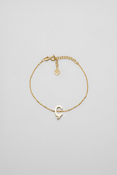 So CHIC... My Story Ç Harfi 18 Ayar Sarı Altın Kaplama 18 Cm Gümüş Bileklik
