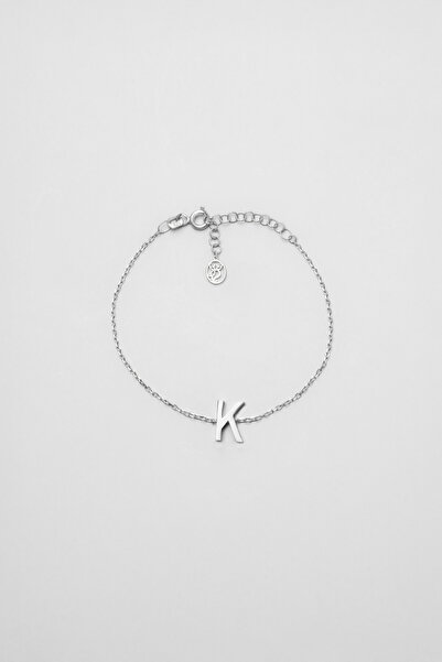 So CHIC... My Story K Harfi 18 Ayar Beyaz Altın Kaplama 18 Cm Gümüş Bileklik
