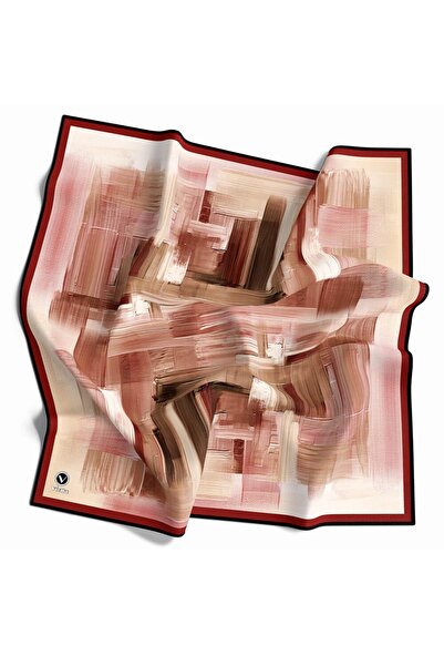 VİOLLA Kristal Fırça Efekti Desenli Bordo Renkli 90x90 Eşarp (İpek İçermez) K...