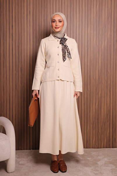 Balenbi Γυναικείο Σετ Πλεκτό Πόλο Καμπάνα με Φούστα Τζαμάτζικο Πλεκτό Σετ 1151